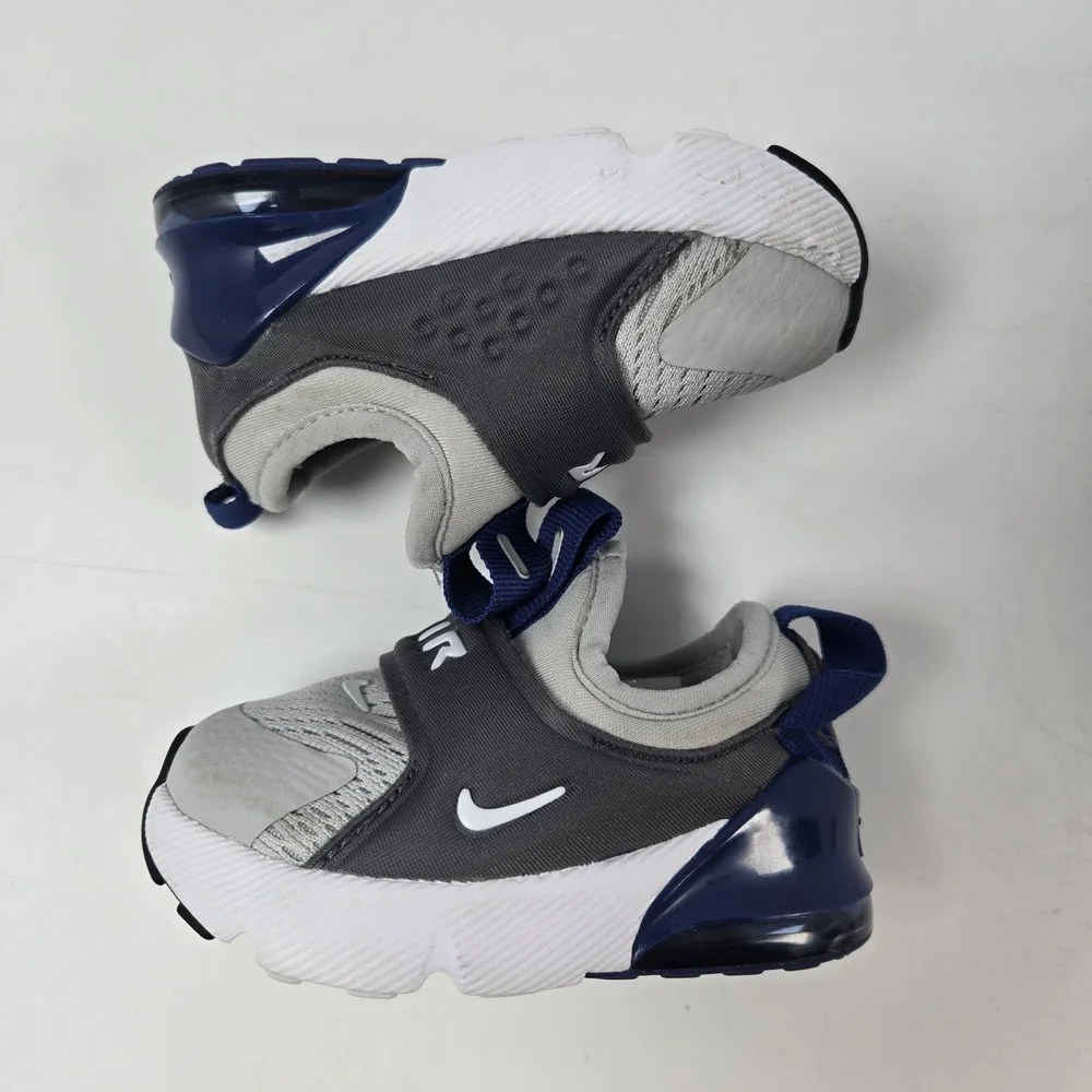 Nike Air Max 270 Extreme Kids 4C Grey Navy Blue Slip On Sneakers CI1109-013